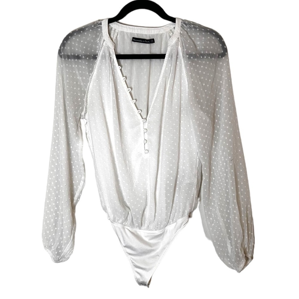 Abercrombie & Fitch White Long Sleeve Bodysuit